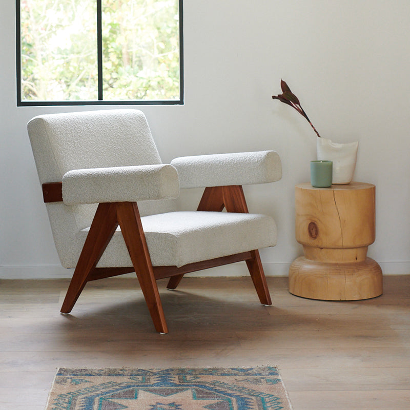 Compass Upholstered Lounge Chair Boucle